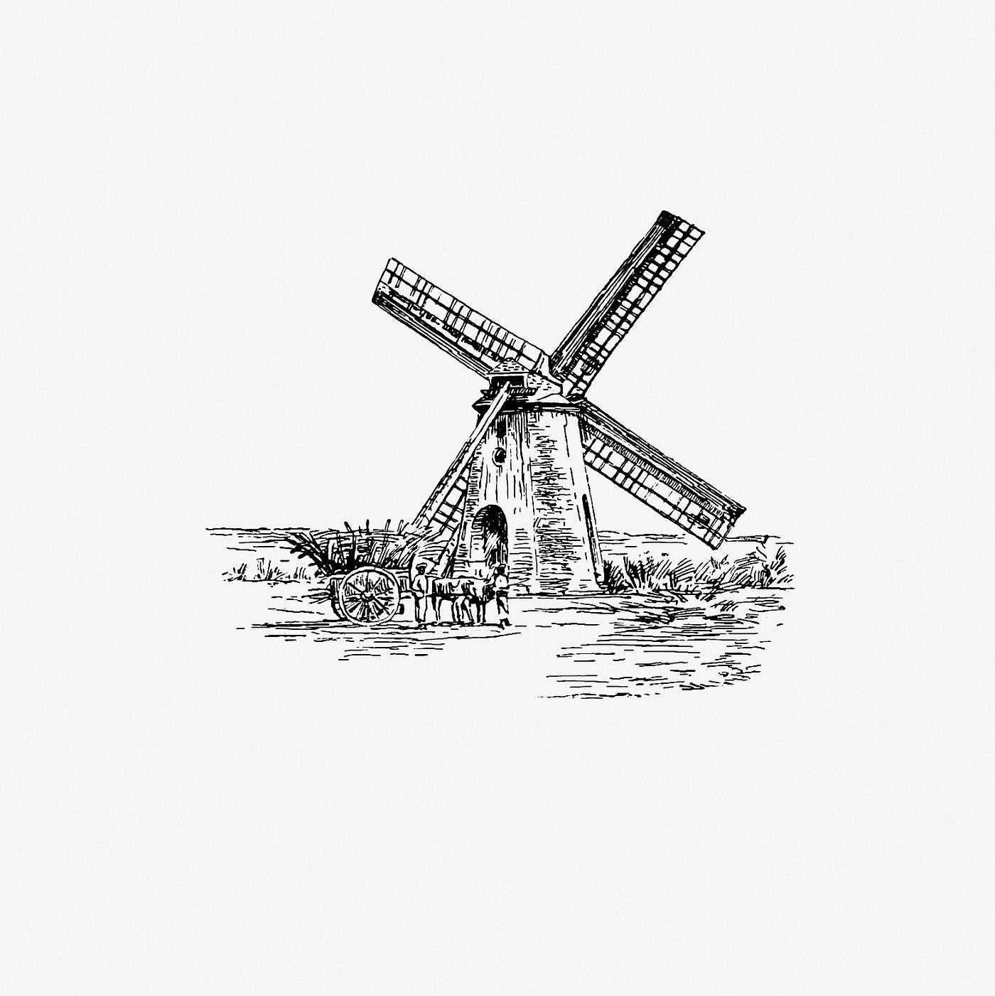 Windmill vintage drawing Sugar mill, Barbadoes from Travels And Adventure Of An Orchid Hunter... In Colombia... Illustrated, Etc published by Cassell...