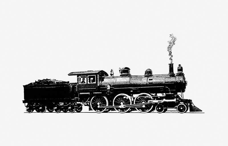 Steam engine train vintage drawing | Free public domain illustration Modern type of locomotive from History Of Concord, New Hampshire, From The Original Grant In Seventeen Hundred And Twenty…