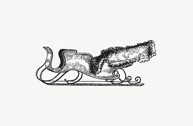 Sleigh vintage style Vintage sleigh etching illustration