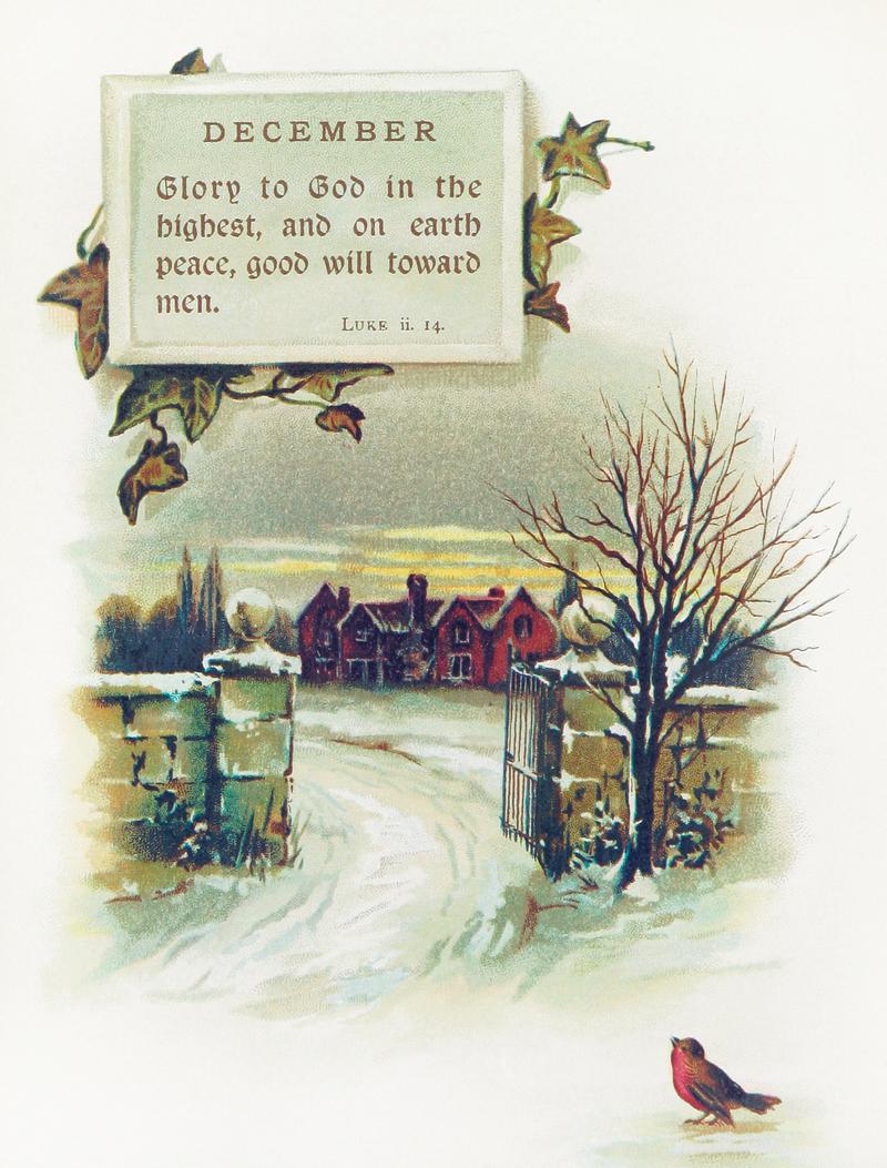 Winter path Winter landscape from Mottoes for the Month (1893) by Frances Ridley Havergal. Original from the British Library. Digitally…