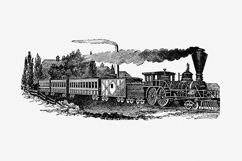 Vintage steam train illustration | Free public domain illustration Vintage European style steam train engraving from Columbus, Ohio by Jacob Henry Studer (1873). Original from the British…