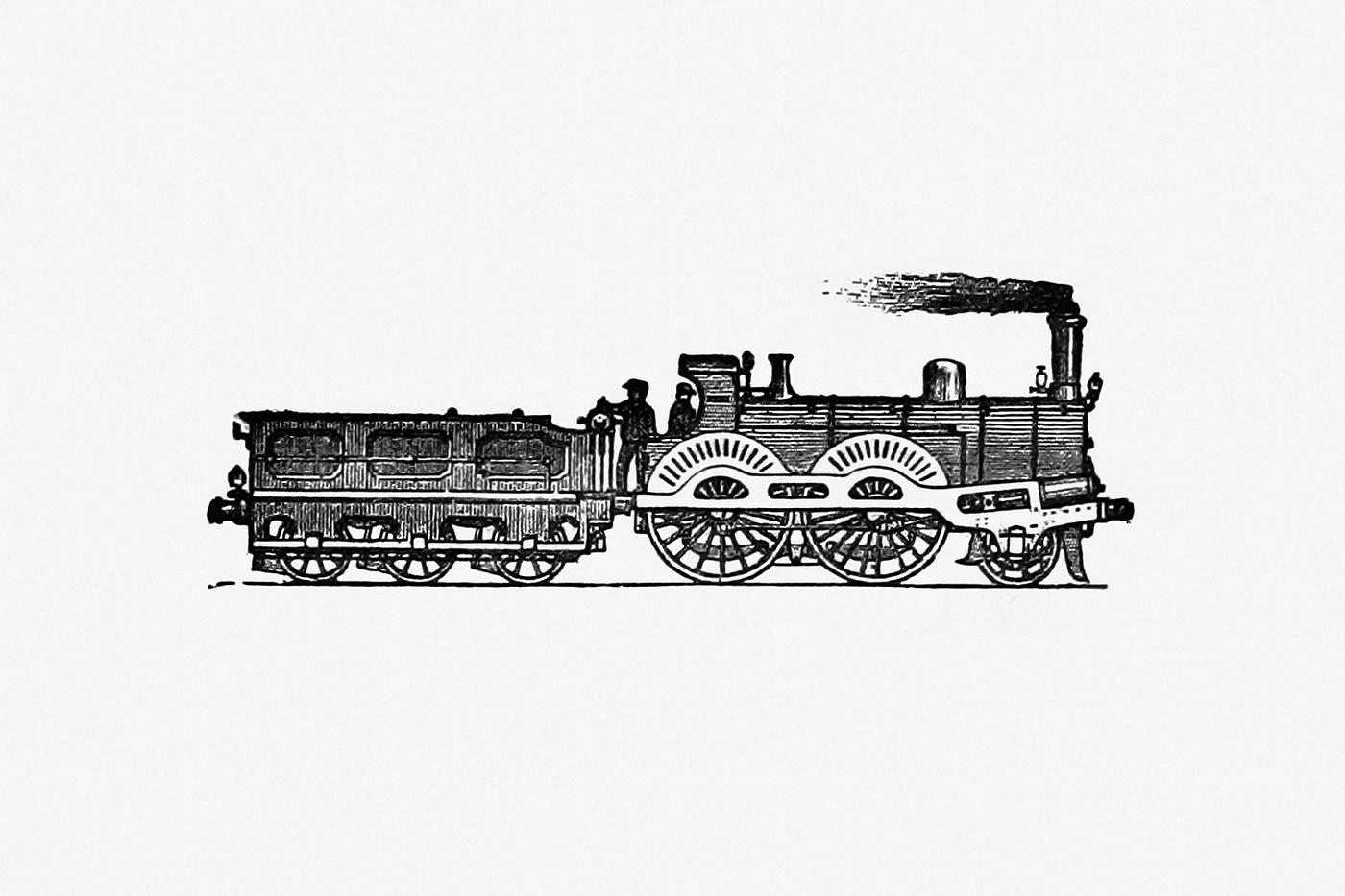 Vintage European style steam locomotive engraving from The Tourists' Handy Guide to Scotland by William Paterson (1880... Vintage European style steam locomotive engraving from The Tourists' Handy Guide to Scotland by William Paterson (1880...