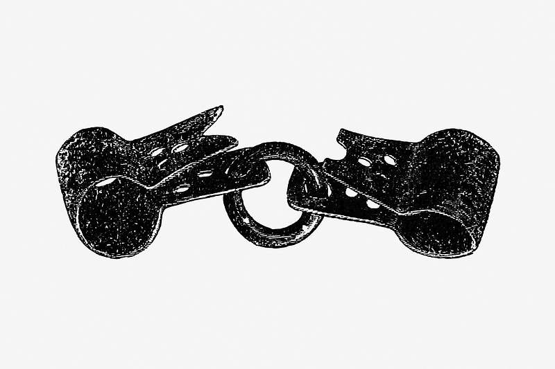 Vintage handcuffs illustration Vintage European style handcuffs illustration from The torture of the Hungarian nation by Sándor SZILÁGYI…