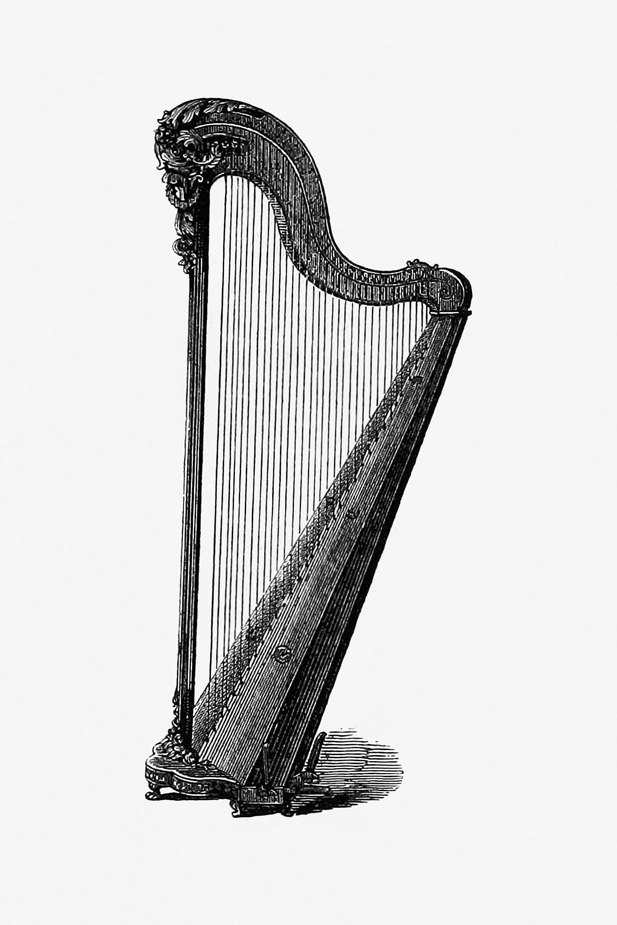 Vintage European style harp engraving. Original from the British Library. Digitally enhanced by rawpixel. Vintage European style harp engraving. Original from the British Library. Digitally enhanced by rawpixel.