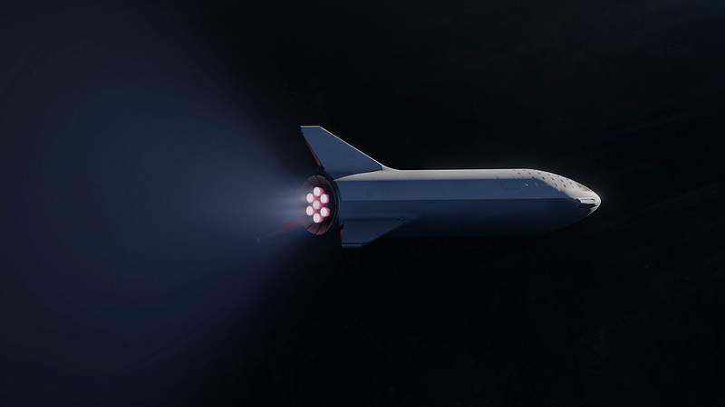 Spaceship in outer space. Original from Official SpaceX Photos. Digitally enhanced by rawpixel.