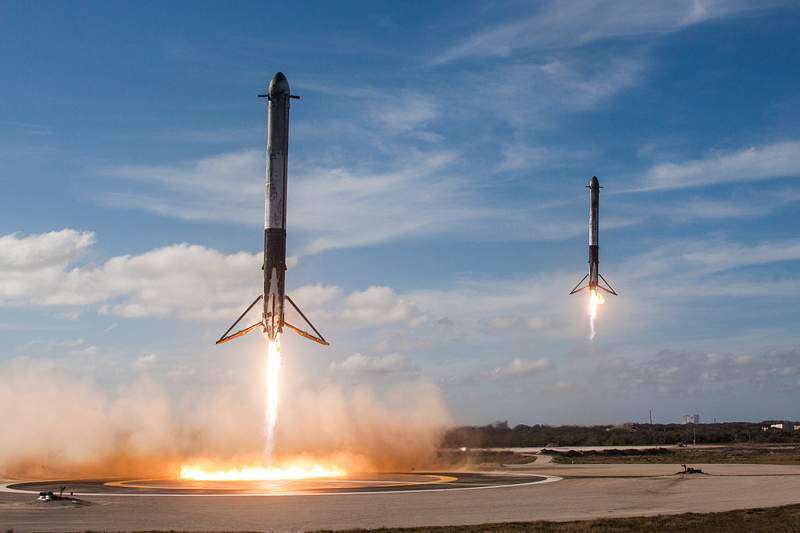 Falcon Heavy Demo Mission (2015). Original from Official SpaceX Photos. Digitally enhanced by rawpixel.
