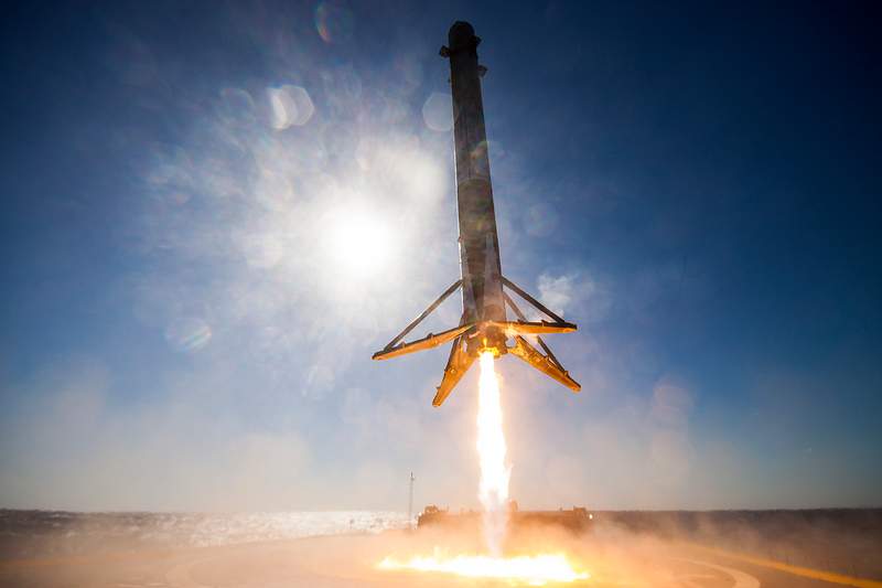 CRS–8 first stage landing (2016). Original from Official SpaceX Photos. Digitally enhanced by rawpixel.