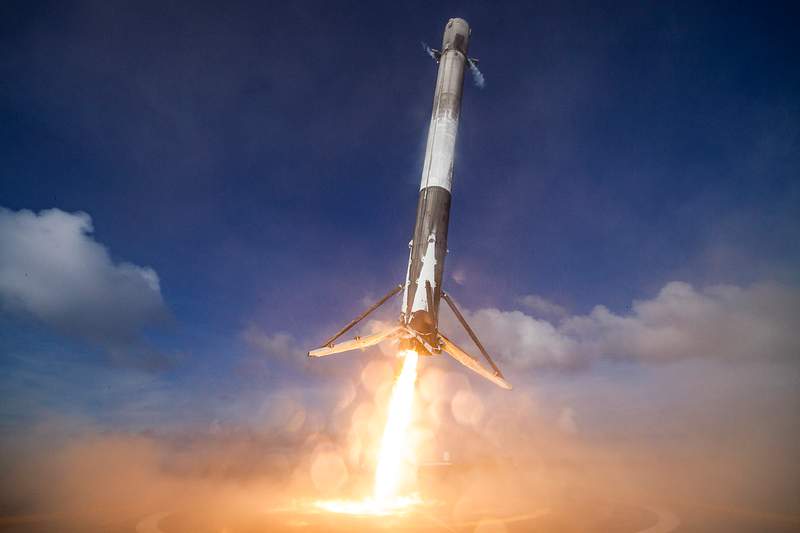 THAICOM 8 first–stage landing (2016). Original from Official SpaceX Photos. Digitally enhanced by rawpixel.