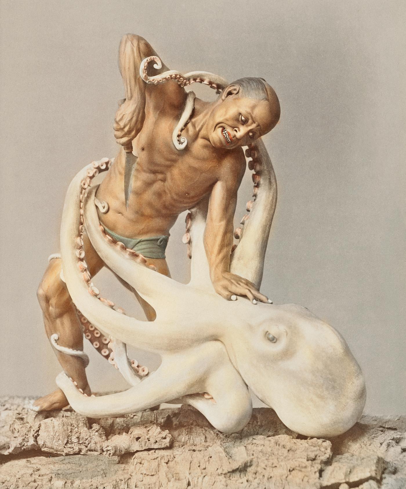 Wood Carving, hand–colored albumen silver print from Japan (1897) by Kazumasa Ogawa. Original from the J. Paul Getty... Wood Carving, hand–colored albumen silver print from Japan (1897) by Kazumasa Ogawa. Original from the J. Paul Getty...