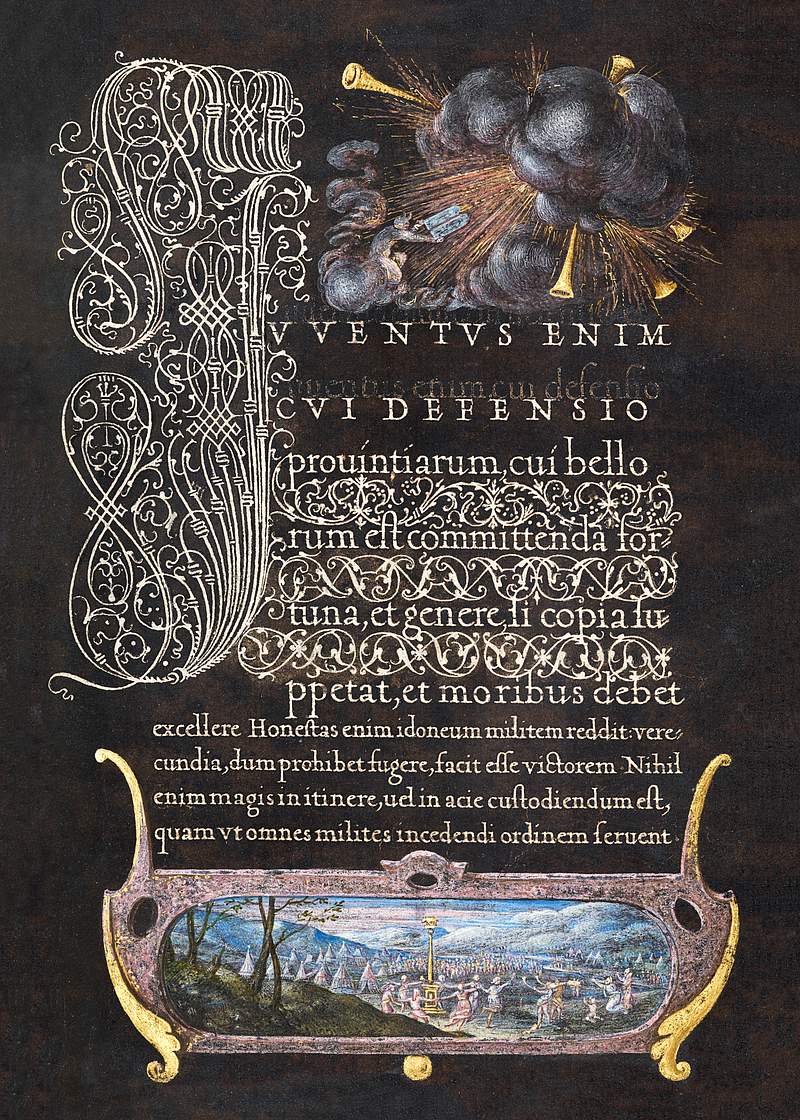 Moses Receiving the Ten Commandments; The Israelites Dancing around the Golden Calf from Mira Calligraphiae Monumenta or The…