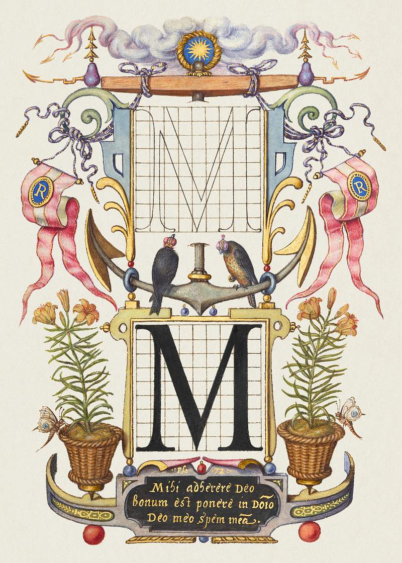 Guide for Constructing the Letter M from Mira Calligraphiae Monumenta or The Model Book of Calligraphy (1561–1596) by…