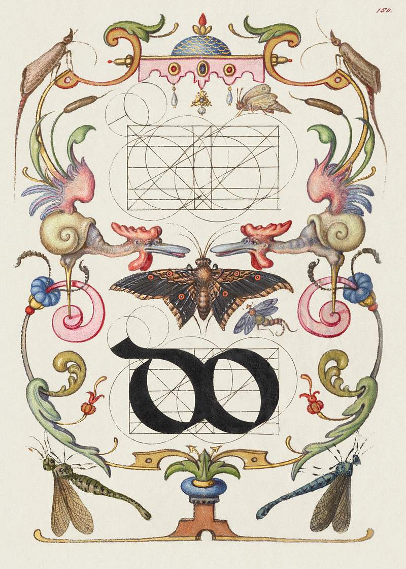 Guide for Constructing the Ligature do from Mira Calligraphiae Monumenta or The Model Book of Calligraphy (1561–1596)…