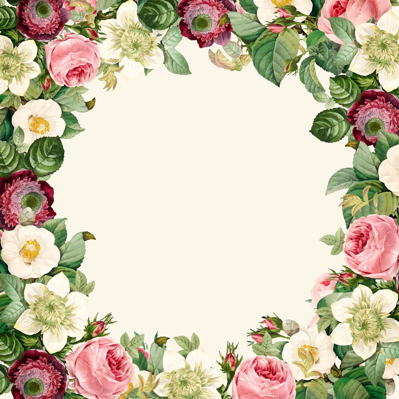 Download Wreath of beautiful blooming wildflowers | Free vector ...