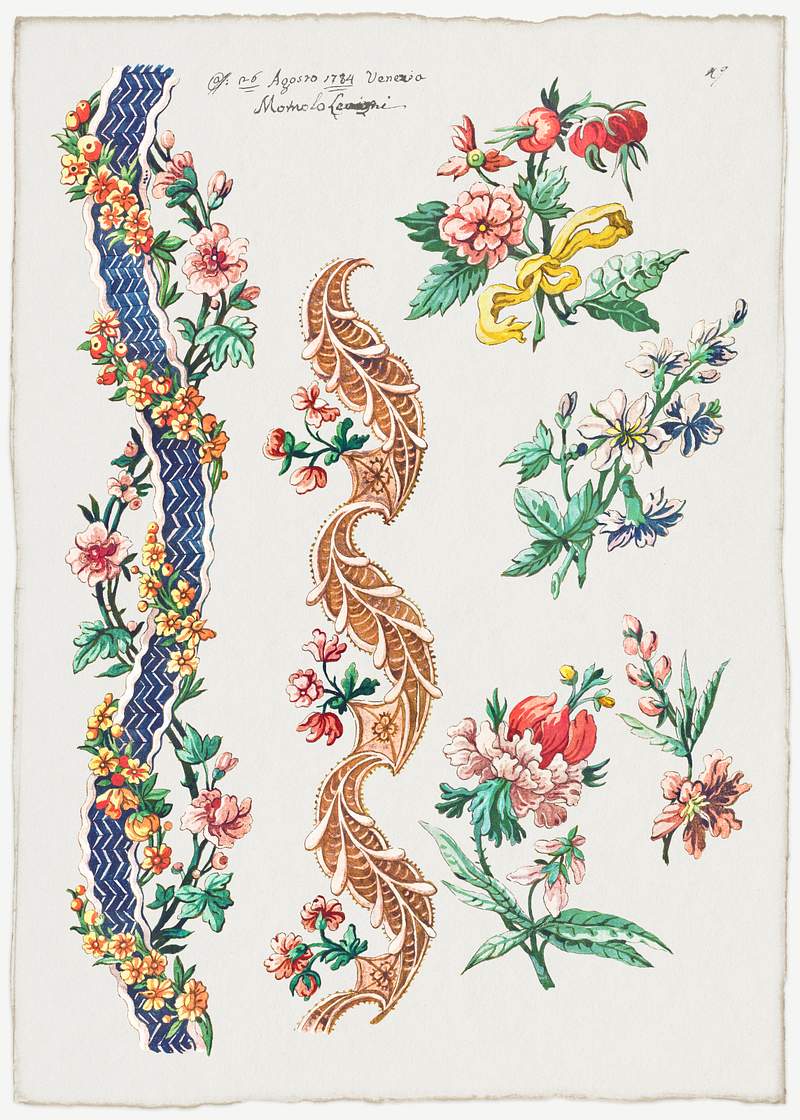 Floral Designs and Floral Bands (1784) by… | Free public domain illustration Floral Designs and Floral Bands (1784) by Giacomo Cavenezia. Original from Original from The Cleveland Museum of Art.…