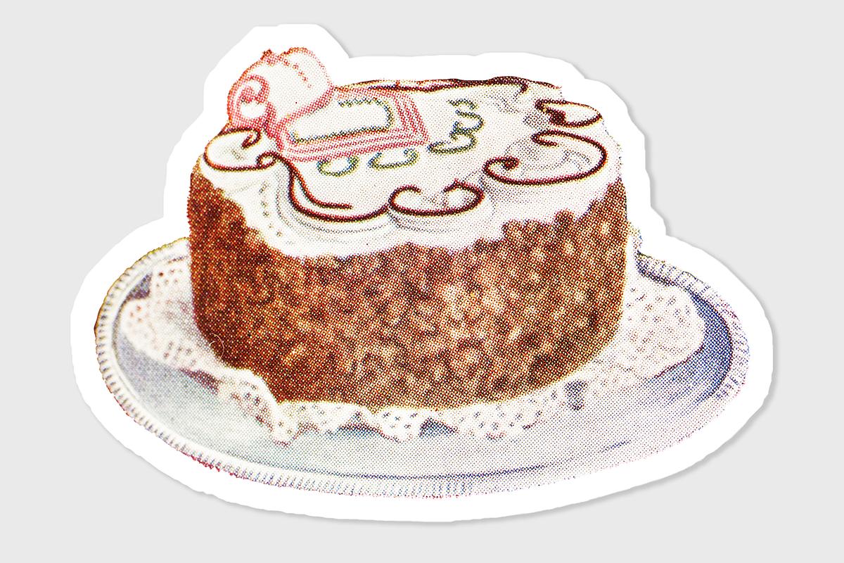 Download Fancy Cake Sticker With White Border Royalty Free Stock Psd Mockup High Resolution Design