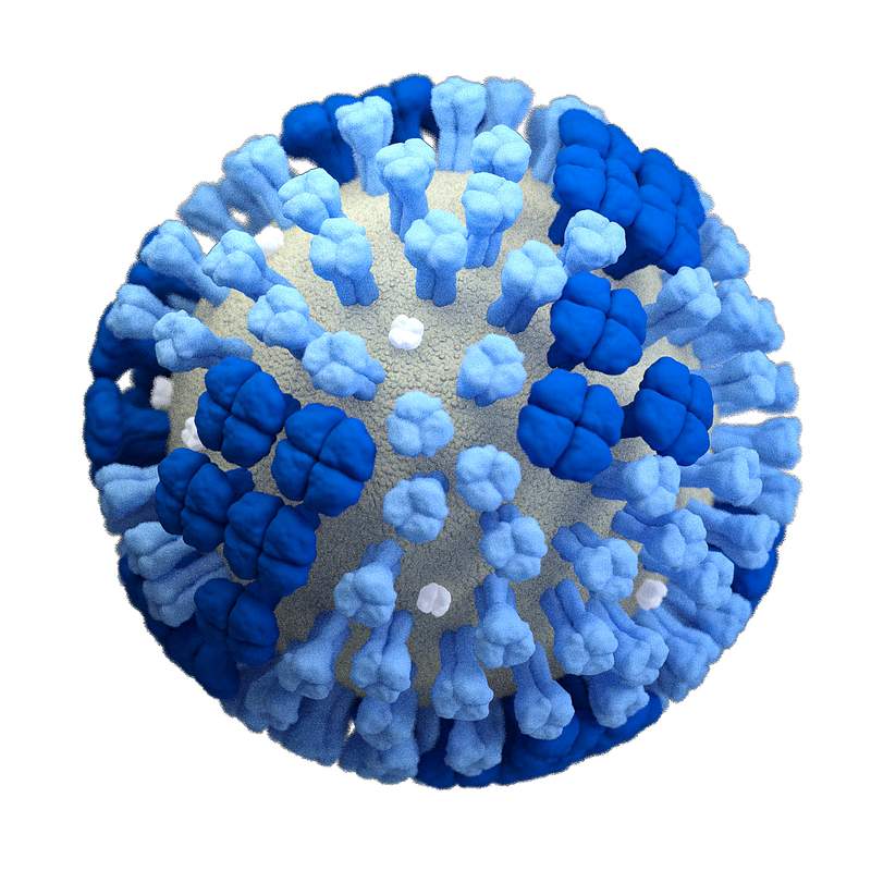 Influenza virus illustration in semi- transparent blue. Original image sourced from US Government department: Public Health…