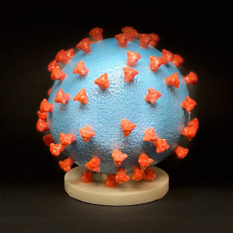 3D print of a SARS-CoV-2—also known as 2019-nCoV. Original image sourced from US Government department: The National…