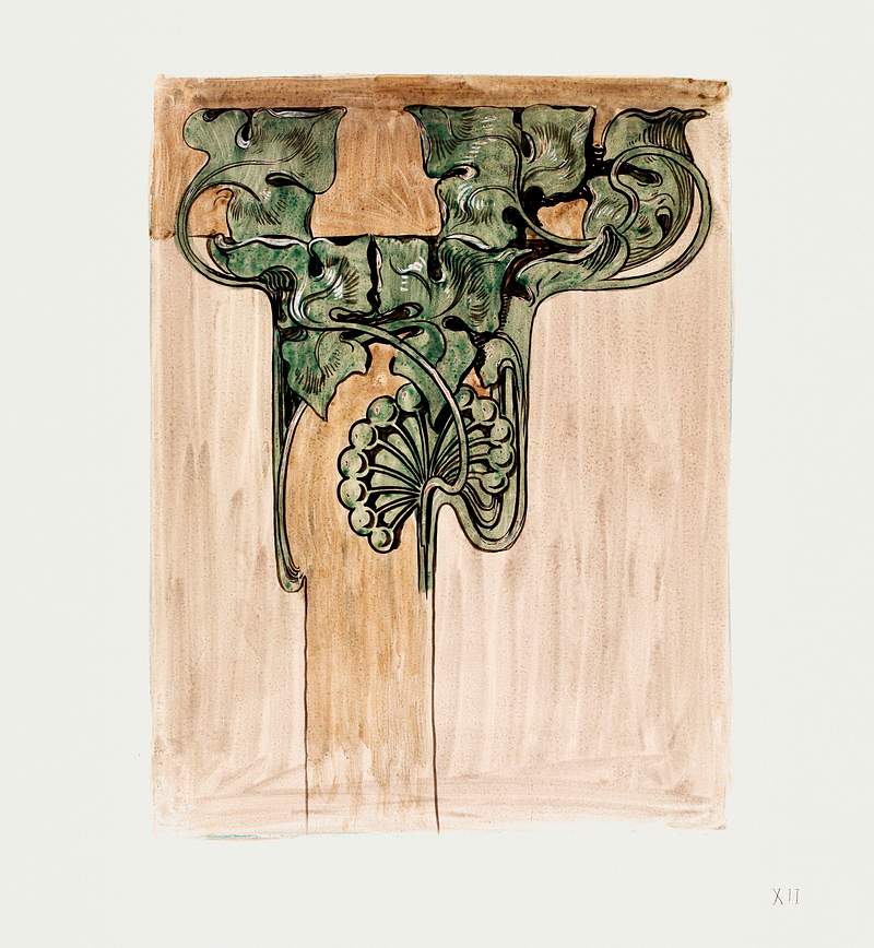 Sculpted bronze capital for the facade of the Fouquet boutique by Alphonse Maria Mucha (1869–1939). Original from The…
