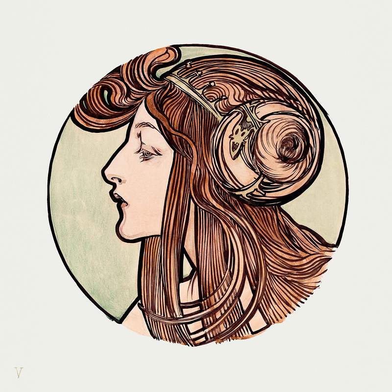 Stained glass window for the facade of the Fouquet boutique by Alphonse Maria Mucha (1869–1939). Original from The…