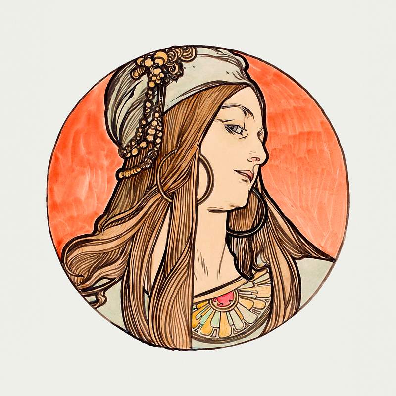Stained glass window for the facade of the Fouquet boutique by Alphonse Maria Mucha (1869–1939). Original from The…