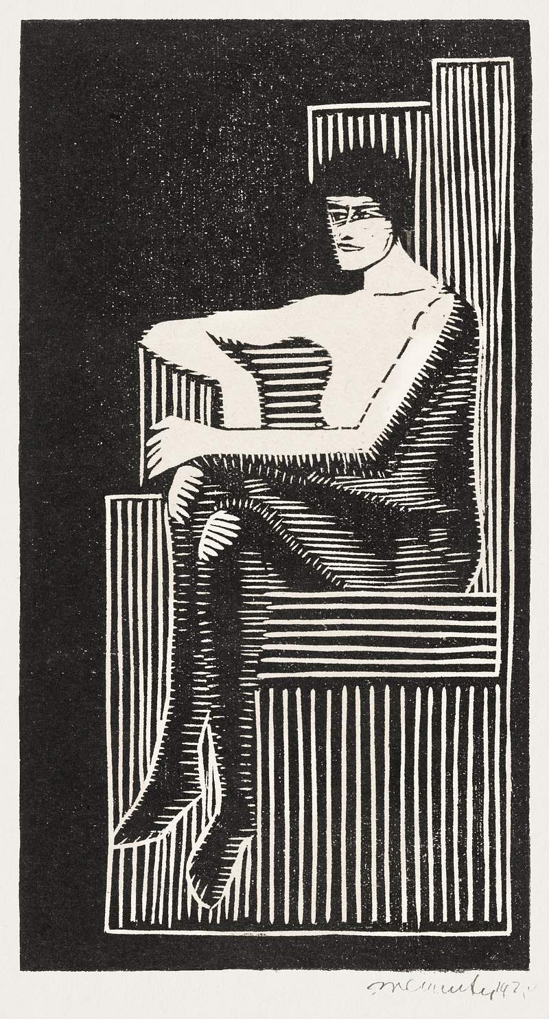 Seated nude figure in a geometric chair (Zittend naakt in geometrische zetel) (1920) print in high resolution by Samuel Jessurun de Mesquita. Original from The Rijksmuseum. Digitally enhanced by rawpixel. Seated nude figure in a geometric chair (Zittend naakt in geometrische zetel) (1920) print in high resolution by Samuel…
