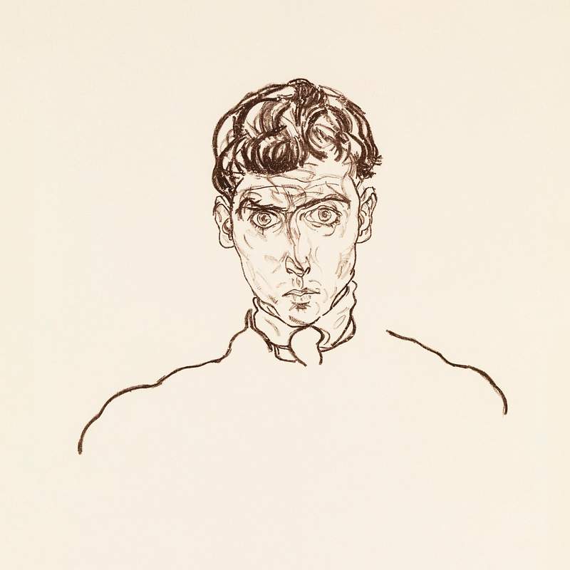 Portrait of Paris von Gütersloh (1918) by Egon Schiele. Original male line art drawing from The MET museum. Digitally…