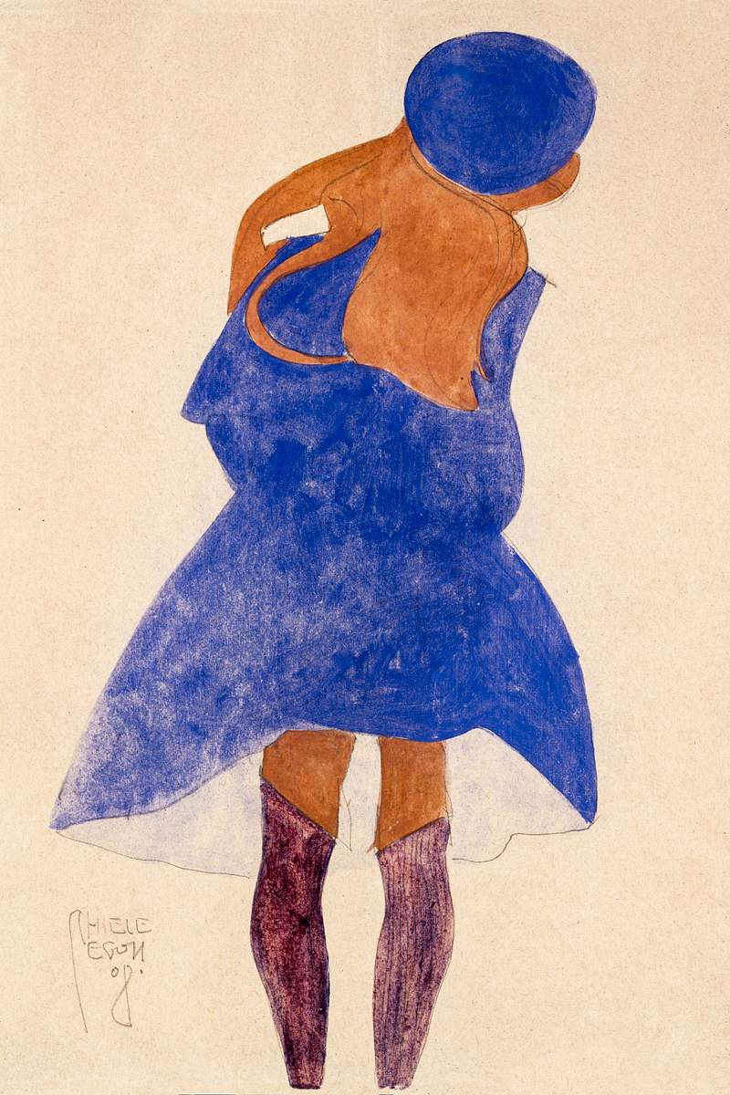 Standing Girl, Back View (1908) by Egon Schiele. Original female painting from The MET museum. Digitally enhanced by…