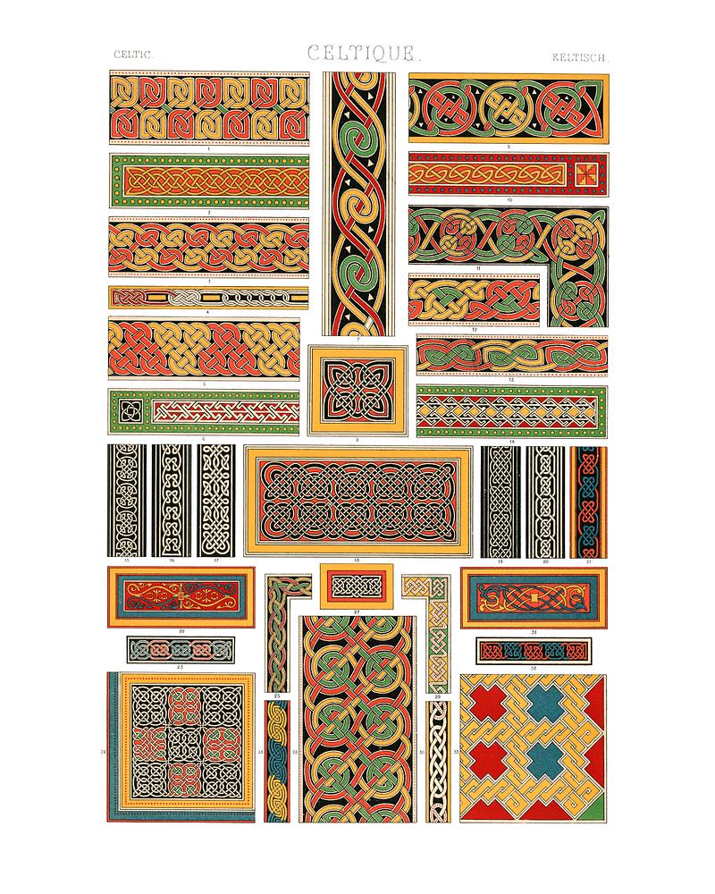 Vintage Illustration of Colored lithographs of historic designs taken from fabrics, frescoes, manuscripts, mosaics, and architectures around the world were turned into lithographs Vintage Illustration of Colored lithographs of historic designs taken from fabrics, frescoes, manuscripts, mosaics, and…