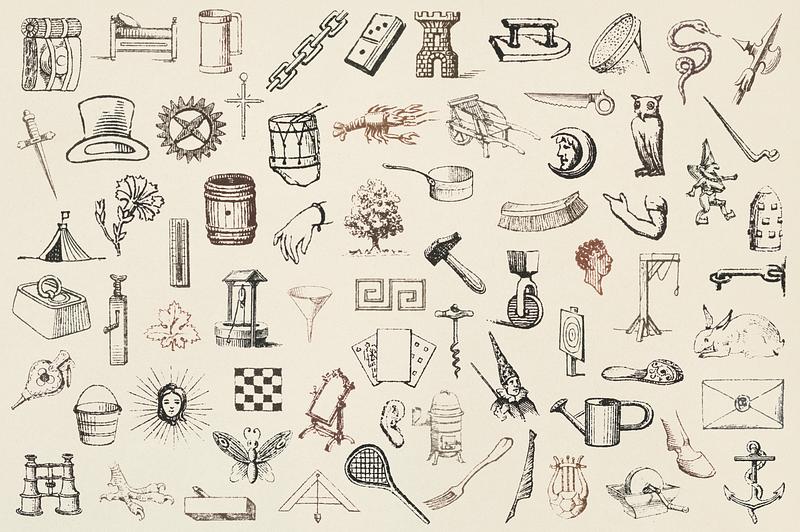 Set of Victorian-era objects from L'ornement Polychrome (1888) by Albert Racinet (1825–1893). Digitally enhanced from our own original 1888 edition. Set of Victorian-era objects from L'ornement Polychrome (1888) by Albert Racinet (1825–1893). Digitally enhanced from…