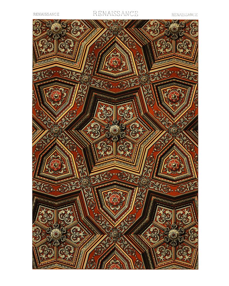 Vintage illustration of Colored lithographs of historic designs taken from fabrics, frescoes, manuscripts, mosaics Vintage illustration of Colored lithographs of historic designs taken from fabrics, frescoes, manuscripts, mosaics