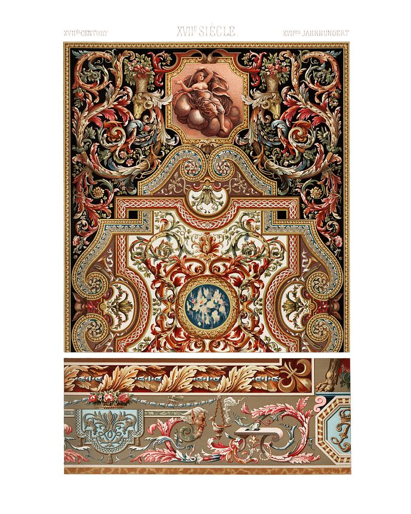 Vintage illustration of Colored lithographs of historic designs taken from fabrics, frescoes, manuscripts, mosaics Vintage illustration of Colored lithographs of historic designs taken from fabrics, frescoes, manuscripts, mosaics