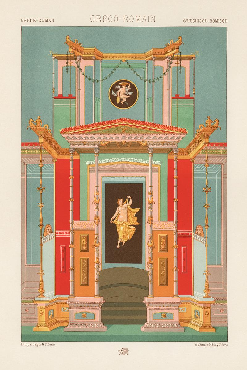 Greek-Roman pattern from L'ornement Polychrome (1888) by Albert Racinet (1825–1893). Digitally enhanced from our own original 1888 edition. Greek-Roman pattern from L'ornement Polychrome (1888) by Albert Racinet (1825–1893). Digitally enhanced from our own…
