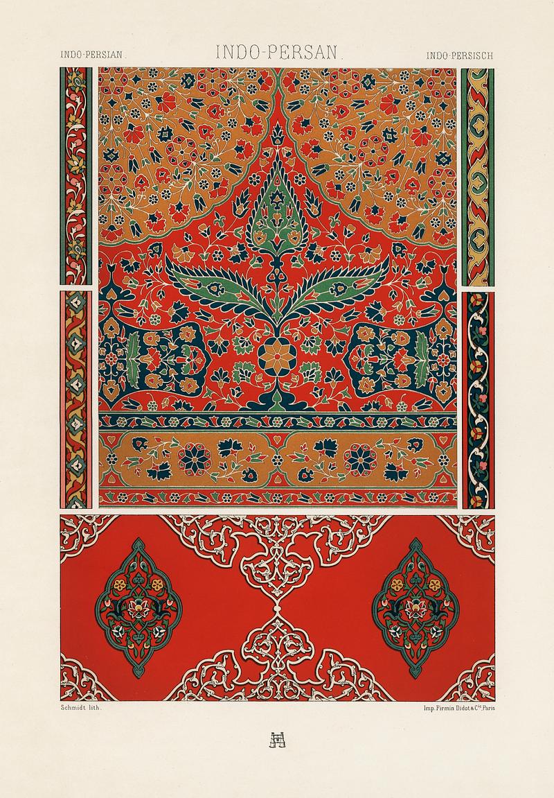 Indo-Persian pattern from L'ornement Polychrome (1888) by Albert Racinet (1825–1893). Digitally enhanced from our own original 1888 edition. Indo-Persian pattern from L'ornement Polychrome (1888) by Albert Racinet (1825–1893). Digitally enhanced from our own…