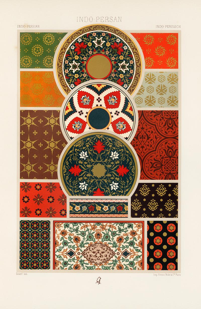 Indo-Persian pattern from L'ornement Polychrome (1888) by Albert Racinet (1825–1893). Digitally enhanced from our own original 1888 edition. Indo-Persian pattern from L'ornement Polychrome (1888) by Albert Racinet (1825–1893). Digitally enhanced from our own…