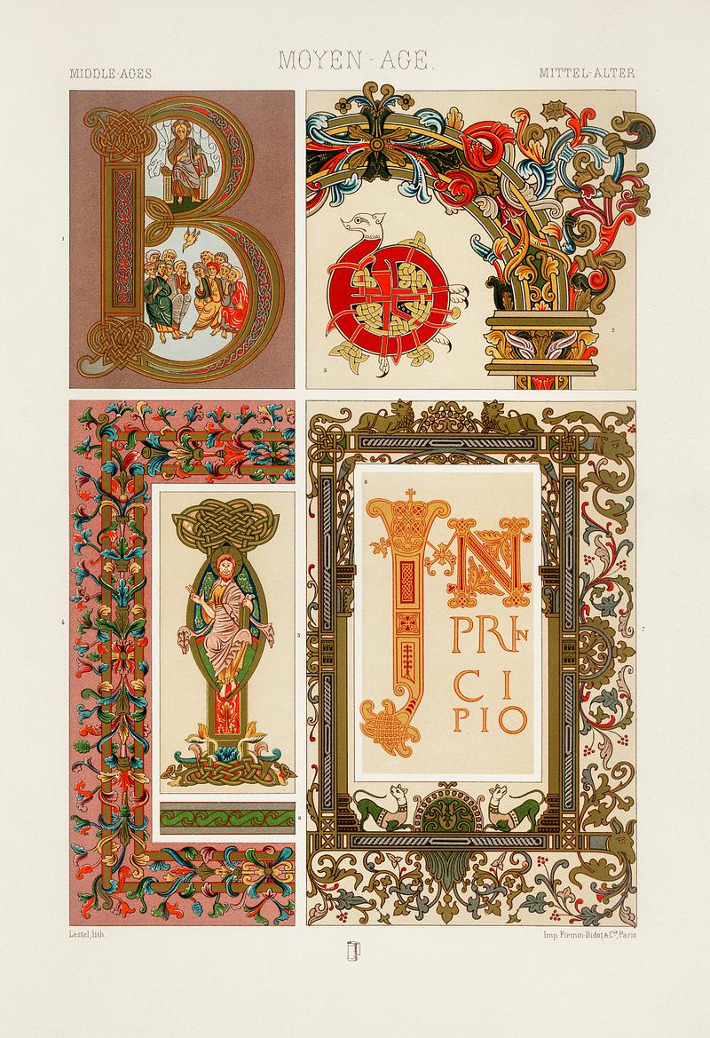 Middle-Ages pattern from L'ornement Polychrome (1888) by Albert Racinet (1825–1893). Digitally enhanced from our own original 1888 edition. Middle-Ages pattern from L'ornement Polychrome (1888) by Albert Racinet (1825–1893). Digitally enhanced from our own…