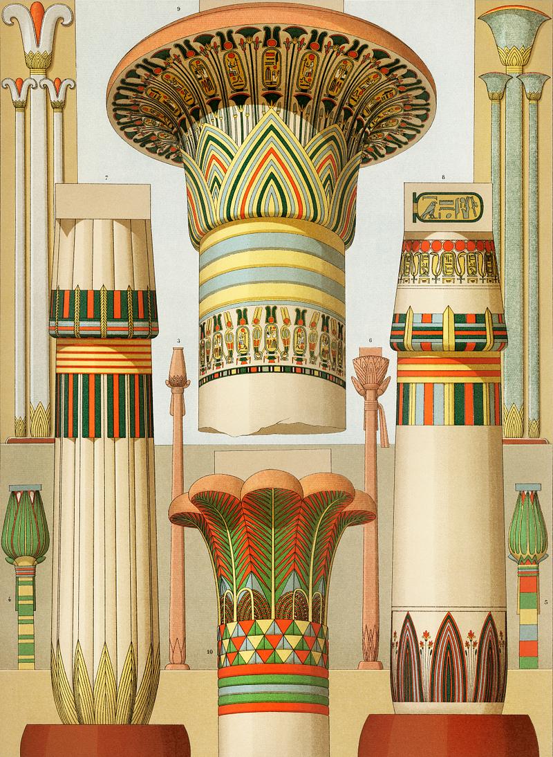 Egyptian pattern from L'ornement Polychrome (1888) by Albert Racinet (1825–1893). Digitally enhanced from our own original 1888 edition. Egyptian pattern from L'ornement Polychrome (1888) by Albert Racinet (1825–1893). Digitally enhanced from our own…