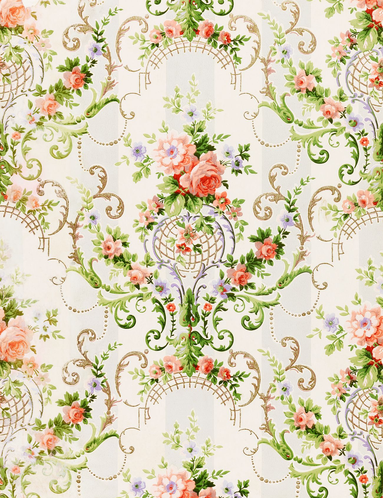 Rococo floral wallpaper (ca. 18901900)… Free public domain illustration