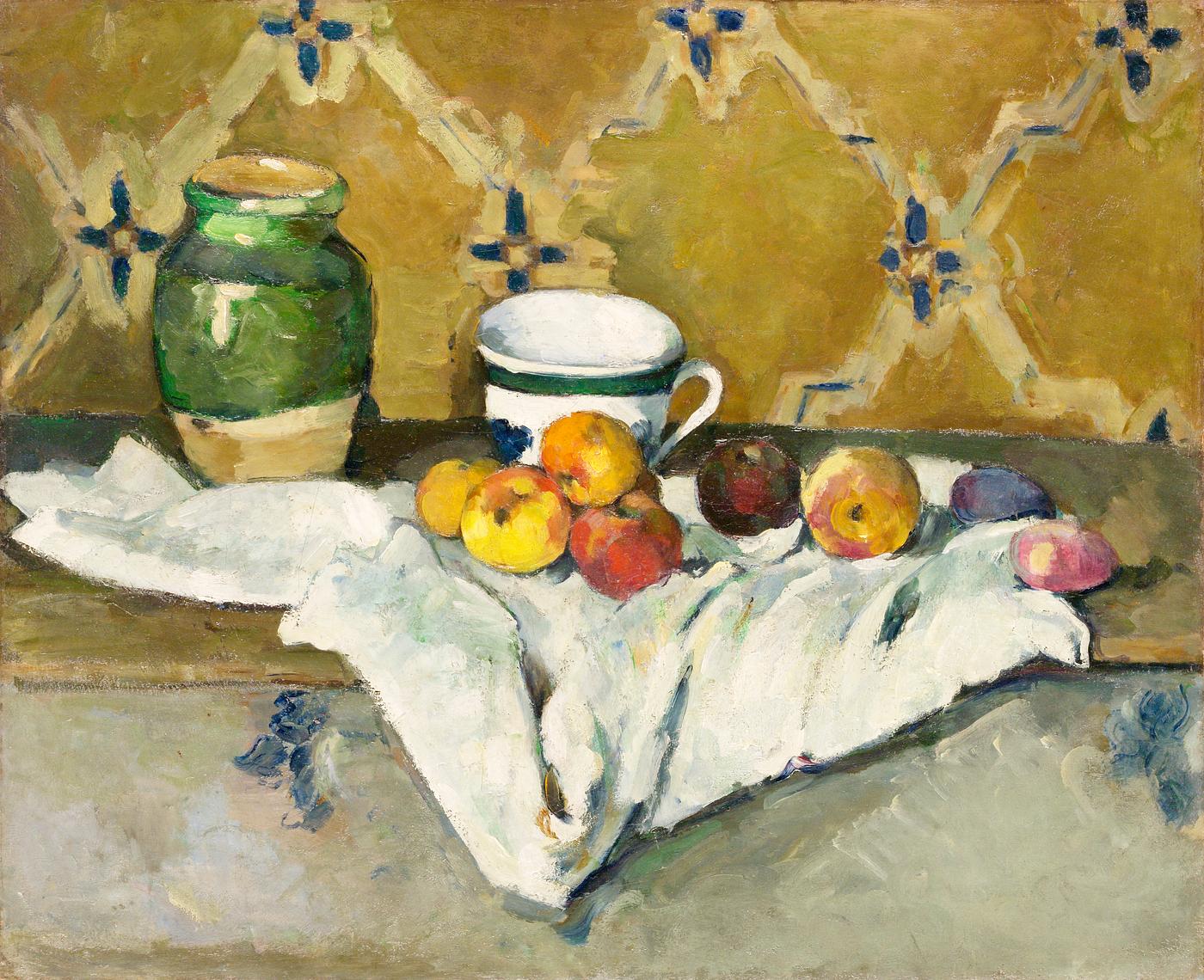 Still Life with Jar, Cup, and Apples (ca. 1877) by Paul Cézanne. Original from The MET Museum. Digitally enhanced by... Still Life with Jar, Cup, and Apples (ca. 1877) by Paul Cézanne. Original from The MET Museum. Digitally enhanced by...