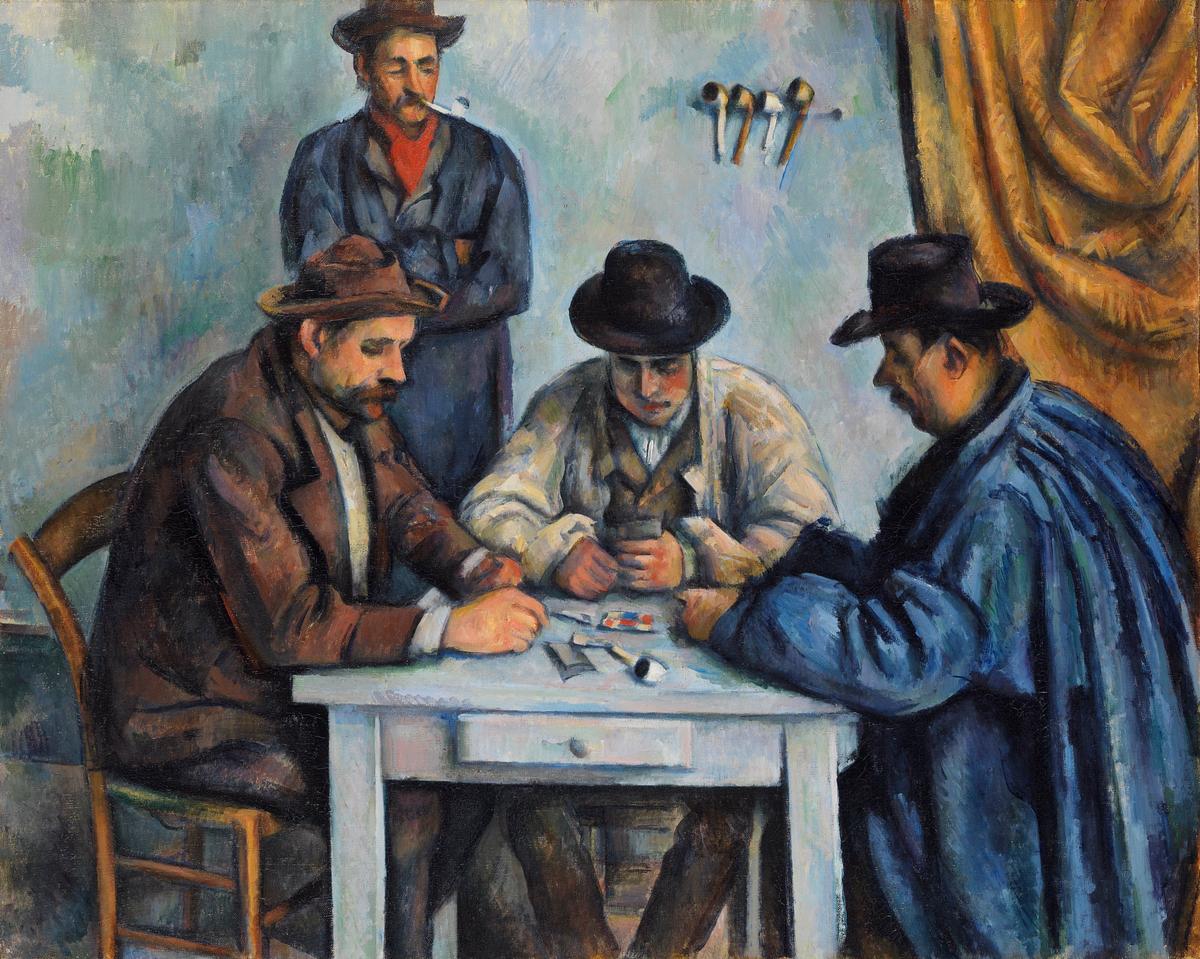 The Card Players by Paul Cézanne | Free public domain illustration The Card Players (ca. 1890–1892) by Paul Cézanne. Original from The MET Museum. Digitally enhanced by rawpixel.