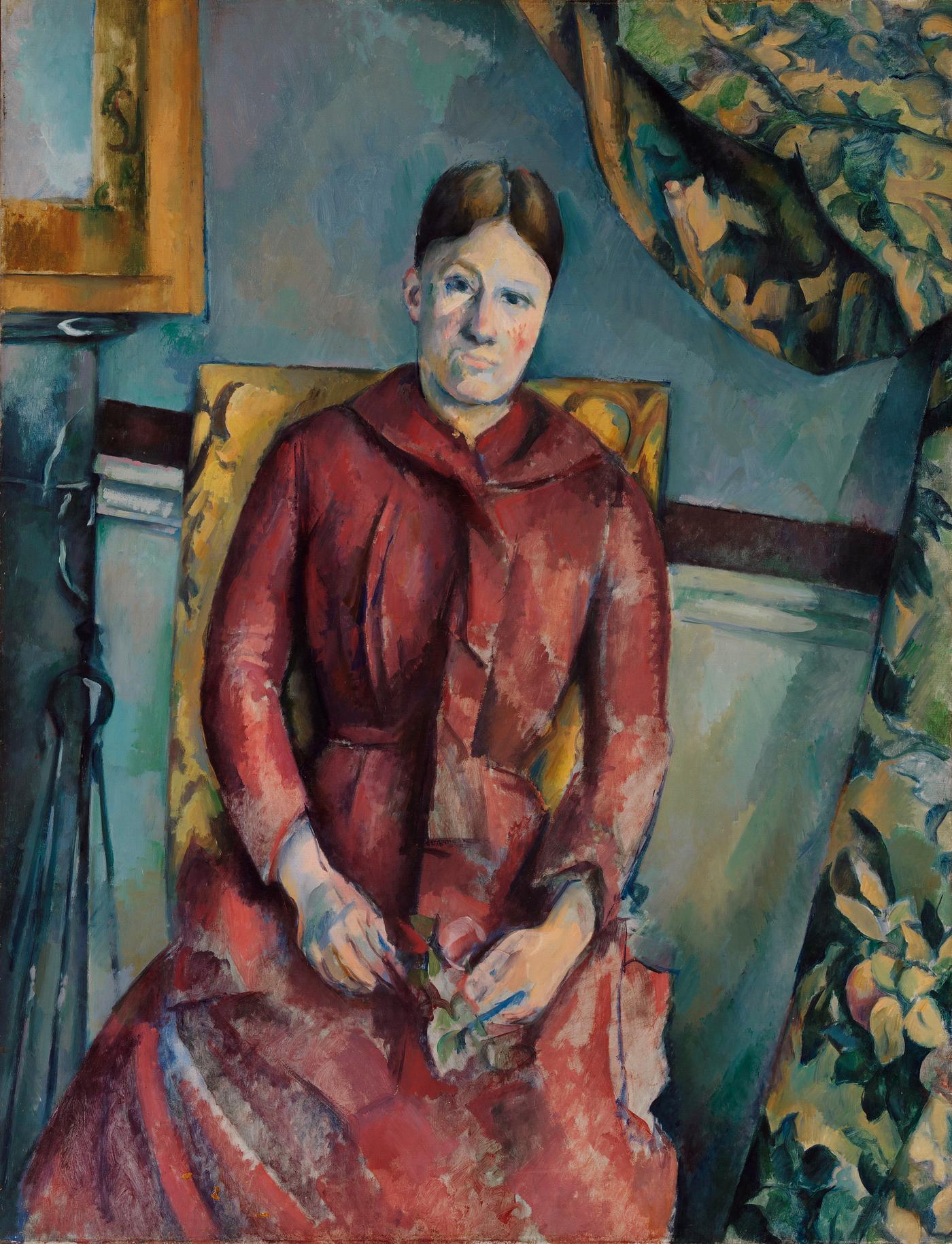 Madame Cézanne (Hortense Fiquet, 1850–1922) in a Red Dress (ca. 1888–1890) by Paul Cézanne.... Madame Cézanne (Hortense Fiquet, 1850–1922) in a Red Dress (ca. 1888–1890) by Paul Cézanne....