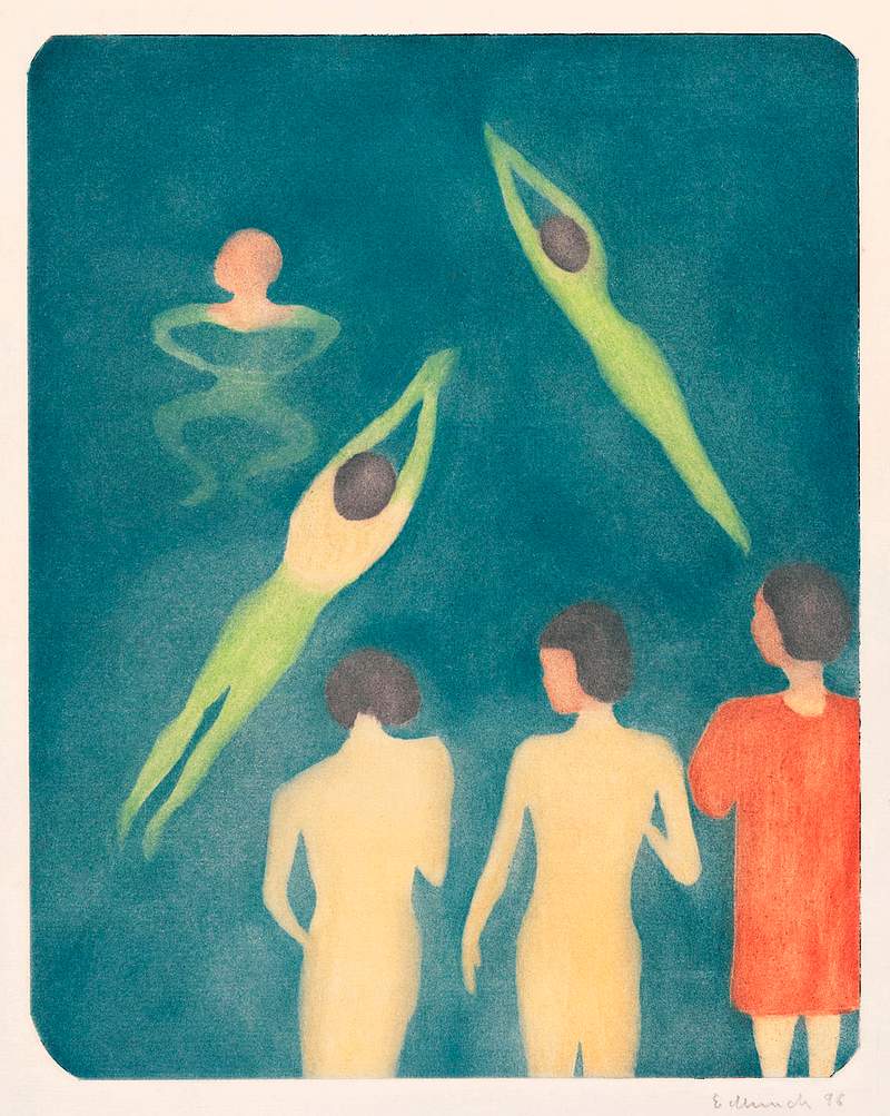 Boys Bathing (1896) by Edvard Munch. Original from The Art Institute of Chicago. Digitally enhanced by rawpixel.