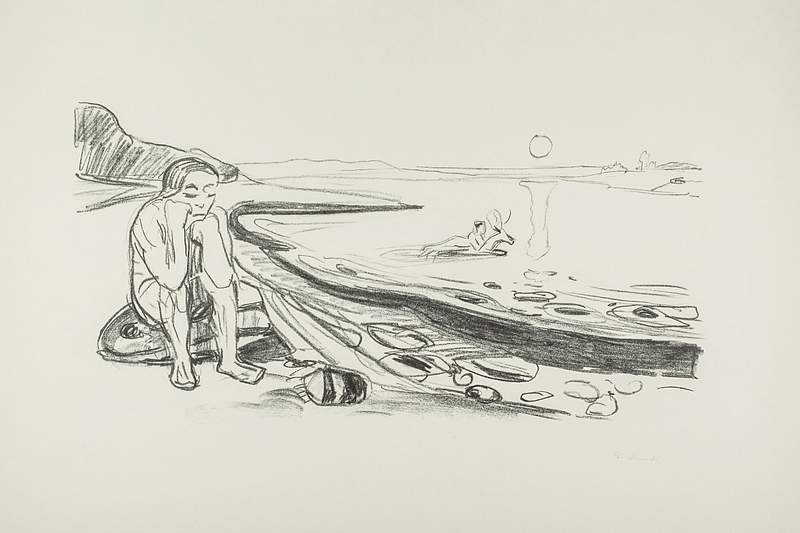Omega’s Flight (ca. 1908–1909) by Edvard Munch. Original from The Art Institute of Chicago. Digitally enhanced by…