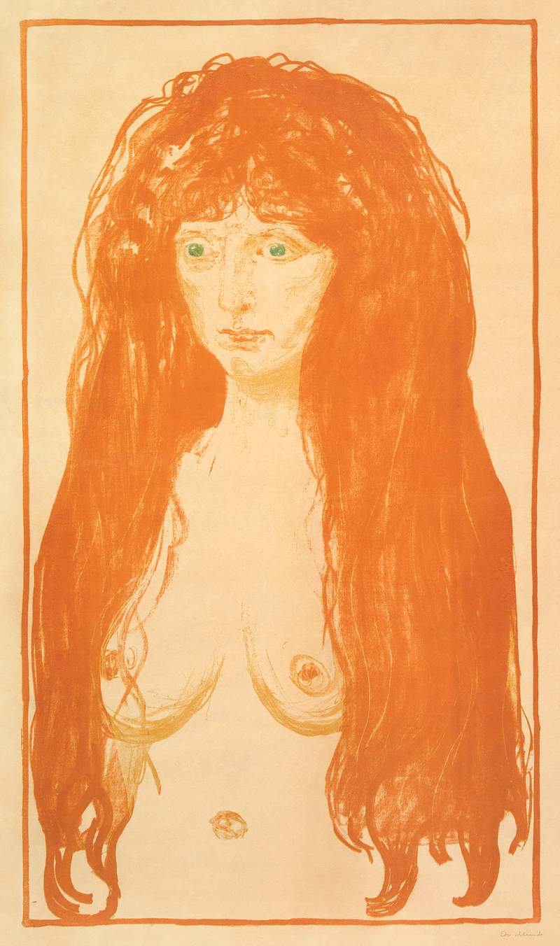 The Sin, Woman with Red Hair and Green Eyes (1902) by Edvard Munch. Original from The MET Museum. Digitally enhanced by…