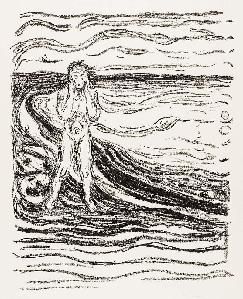Alpha’s Despair (ca. 1908–1909) by Edvard Munch. Original from The Art Institute of Chicago. Digitally enhanced…