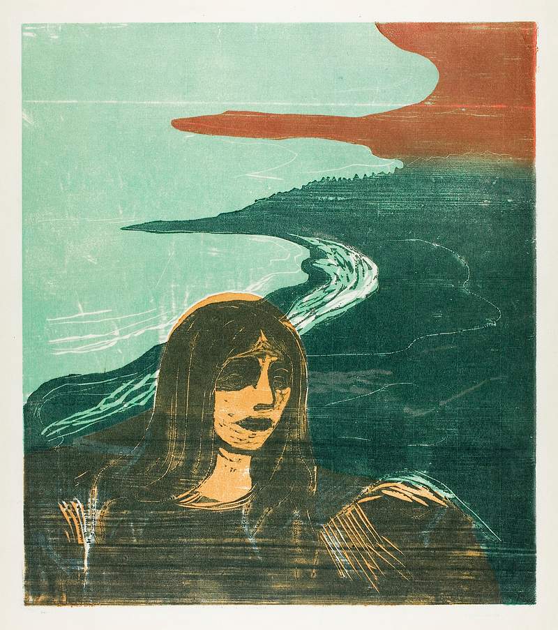 Woman’s Head against the Shore (1899) by Edvard Munch. Original from The Art Institute of Chicago. Digitally enhanced…