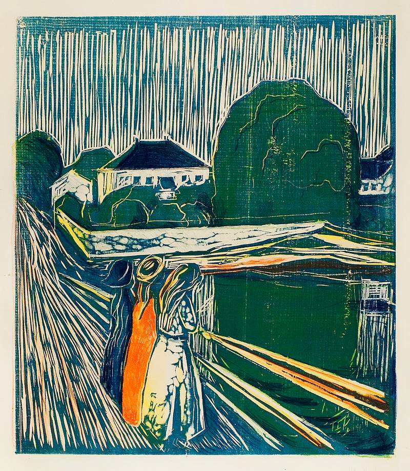 The Girls on the Bridge (1918) by Edvard Munch. Original from The Art Institute of Chicago. Digitally enhanced by rawpixel.
