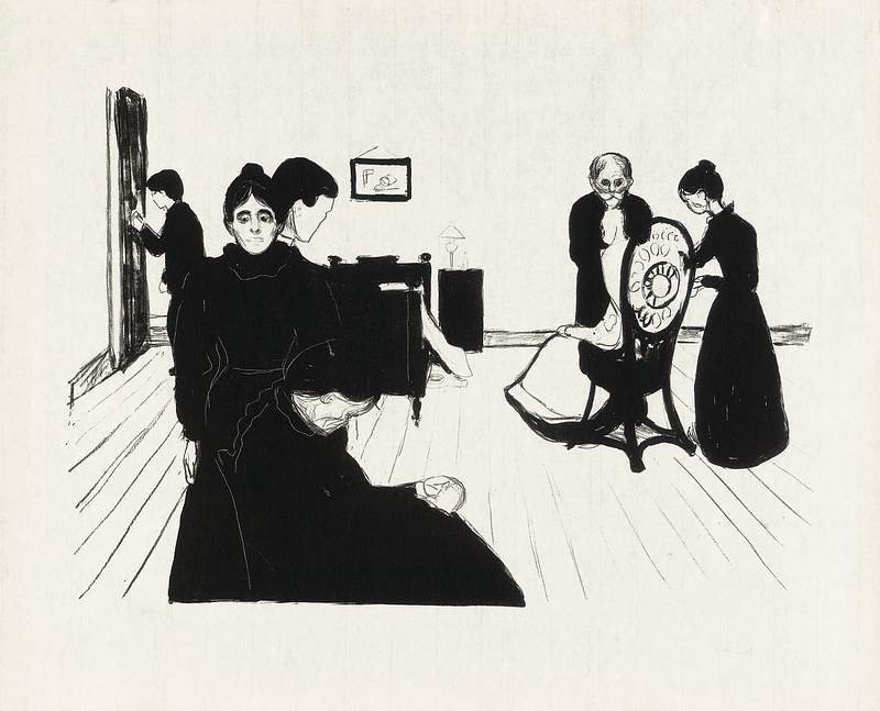 Death in the Sickroom (1896) by Edvard Munch. Original from The Art Institute of Chicago. Digitally enhanced by rawpixel.
