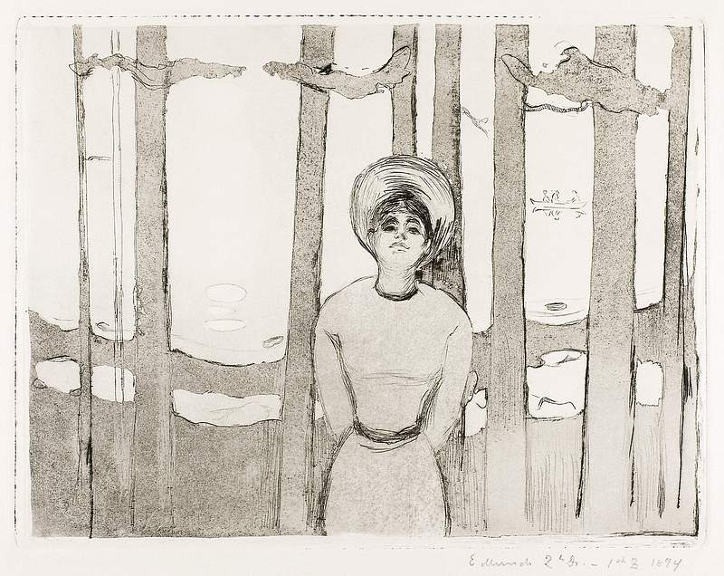 Summernight. The Voice (1894) by Edvard Munch. Original from The Art Institute of Chicago. Digitally enhanced by rawpixel.