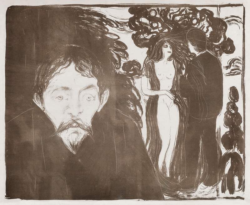 Jealousy (1896) by Edvard Munch. Original from The Art Institute of Chicago. Digitally enhanced by rawpixel.