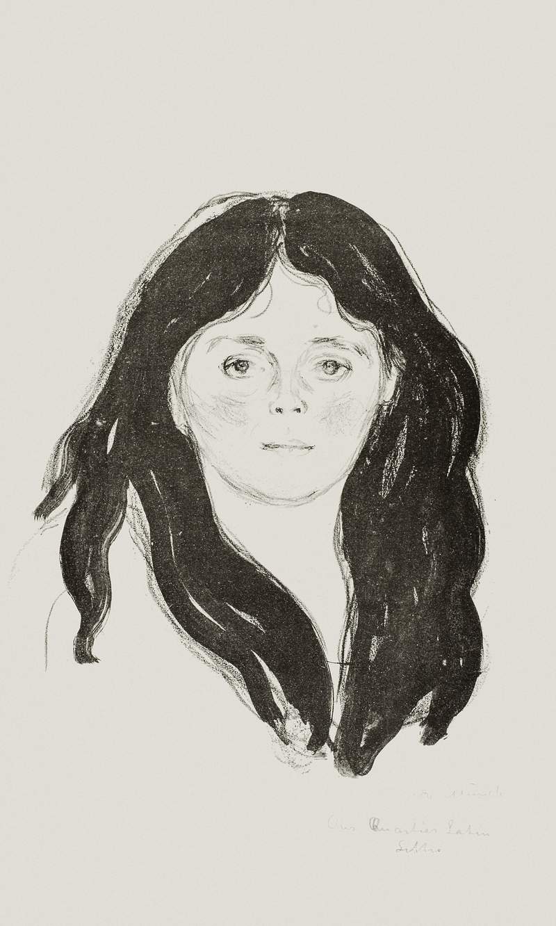 Young Woman from the Latin Quarter (1897) by Edvard Munch. Original from The Art Institute of Chicago. Digitally enhanced by…